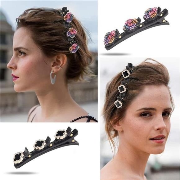 8PCS Braided Hair Clips Sparkling Crystal with Rhinestones for Women and Girls - Picture 3 of 6